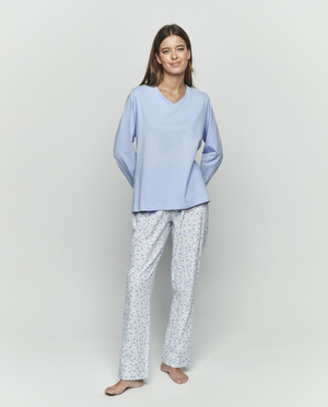 Selmark Damen-Baumwollpyjama blau P11173