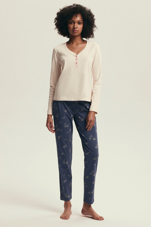 Damen-Baumwollpyjama Henderson ecru 43698