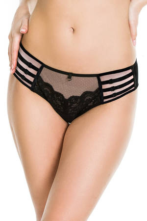 Majtki brazyliany z paskami Deziro II Mediolano czarne 19025
