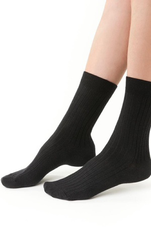 Women's pressure-free merino wool socks Steven, black