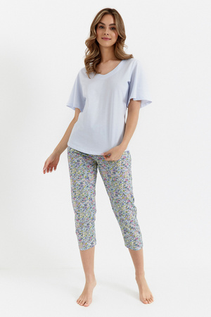 Cana Damen Baumwollpyjama, Hellblau, 462