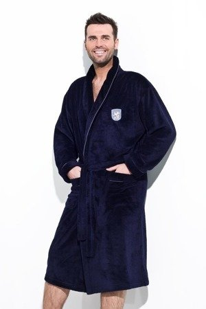 Borys L&L short men's bathrobe, navy blue