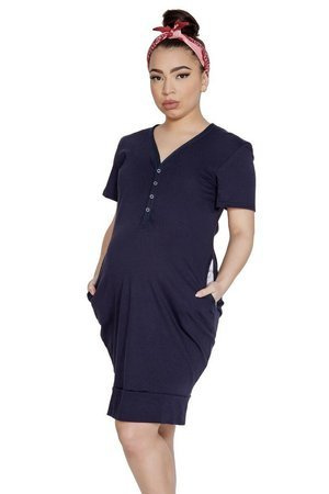 Damen Umstandsshirt Mitex Mama Kleid marineblau