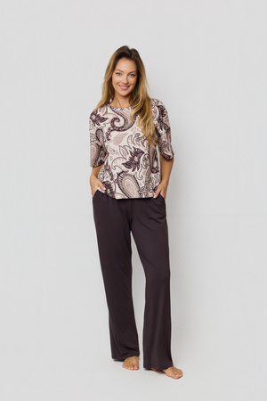 Mefemi Iris women's cotton and viscose pajamas brown PW72