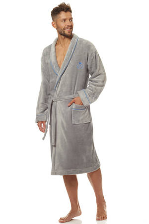 L&L& 2111 Luca men's bathrobe, light gray