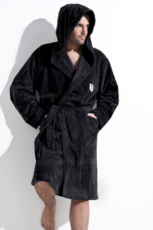 Men's short bathrobe with hood L&amp;L Iwo graphite