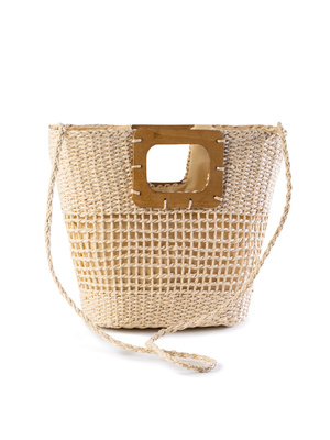 Feba hellbeige geflochtene Korb-Strandtasche F87/33