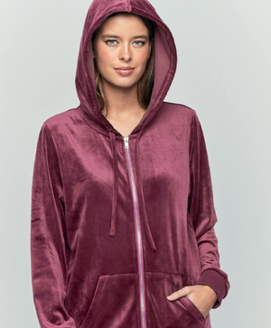 Selmark women's velvet tracksuit, dark pink P11553