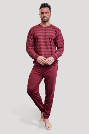 Herren-Baumwollpyjama, lockere Größe 16, Cornette bordeauxrot, 117/320