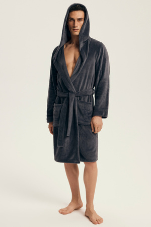Henderson Vocal Herren-Bademantel mit Kapuze, Graphit 43447