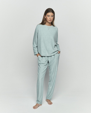 Selmark warmer Viskose-Pyjama für Damen, hellgrün P10373