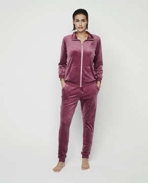 Selmark women's velvet tracksuit, dark pink P11552