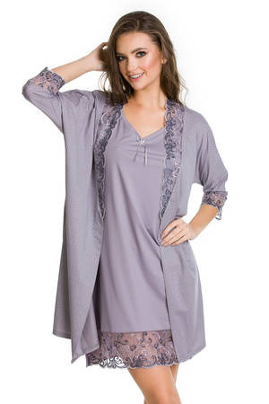 Women's negligee bathrobe Mediolano Stella 05090, gray