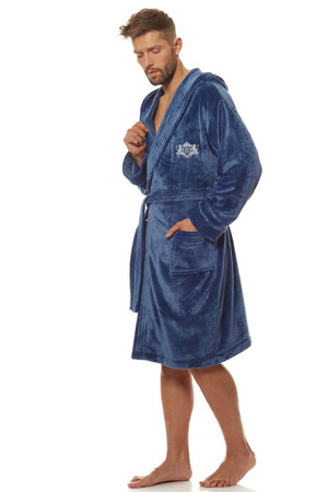 Men's hooded robe L&amp;L 2110 Costa blue