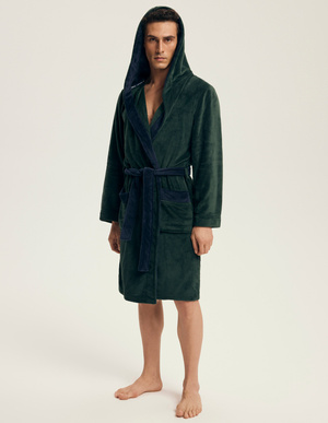 Men's short warm bathrobe Natch Henderson green 43377
