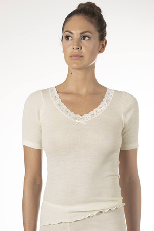 Women's wool and silk T-shirt Nina von c cream 29460846