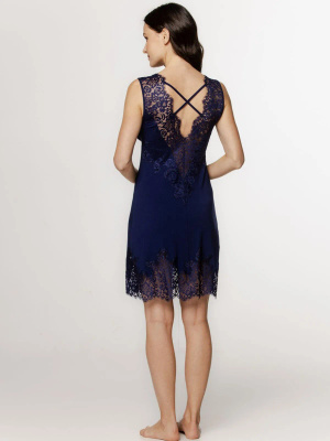Women's nightdress with lace Coemi navy blue 261C301