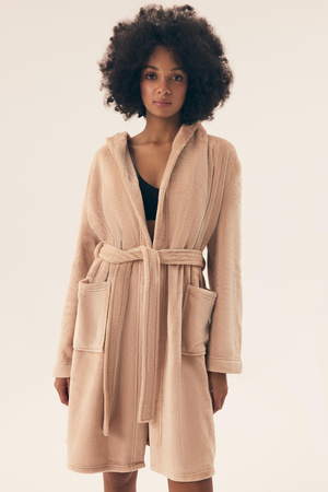 Bird Henderson Damen-Bademantel mit Kapuze, Beige, 42877