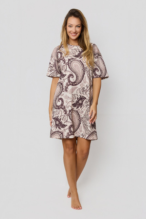 Mefemi Iris cream-brown cotton nightgown KB60