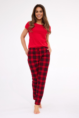 Cornette women's cotton pajama pants red check 690/48