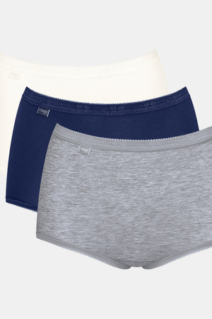Sloggi Basic+Maxi C3P Damenhöschen cremegrau-marineblau
