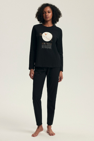 Dairoku Henderson Damen-Pyjama aus Baumwolle, Schwarz, 43727