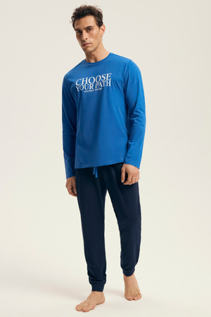 Herren-Loop-Baumwollpyjama Henderson Blau-Marineblau 43472