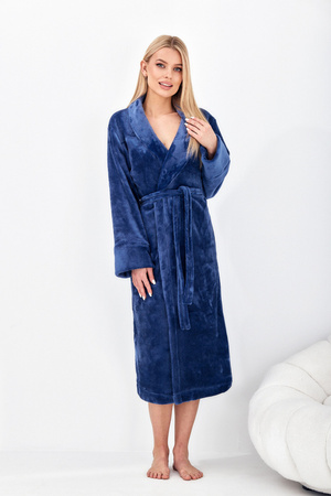 Women's long bathrobe L&amp;L Sky navy blue 2591