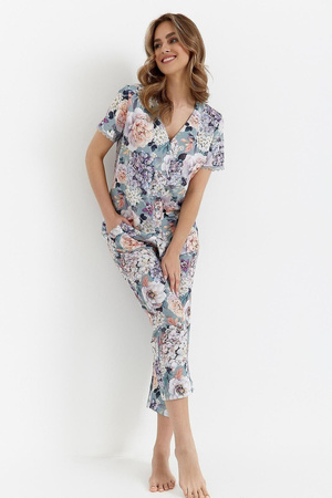 Damen Cana durchbrochener Pyjama Minze mit Blumen 465
