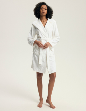 Henderson Daryl Women's Hooded Bathrobe Cream 43612