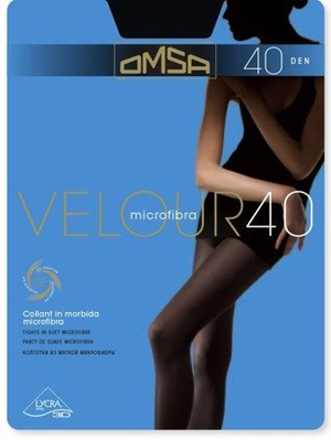 Velourstrumpfhose 40den Omsa nero schwarz