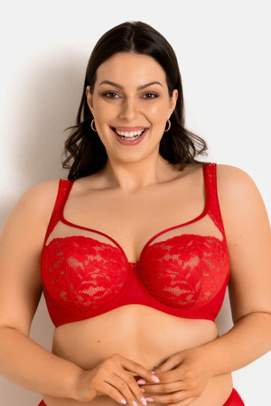 Mediolano Jasmin soft bra plunge red 19150