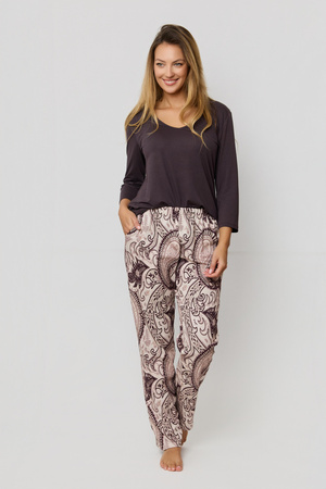 Mefemi Iris Damenpyjama aus Viskose und Baumwolle, braun PU83