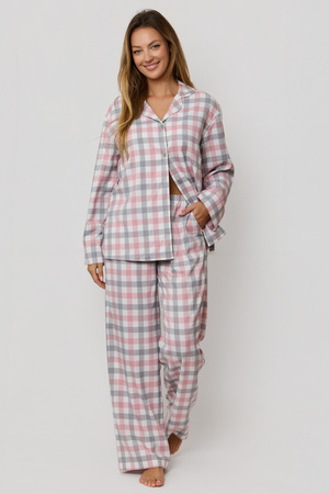 Mefemi Stella Damen-Pyjama aus karierter Viskose mit Reißverschluss PX85