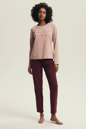 Henderson Dorla women's cotton pajamas pink and burgundy 43733