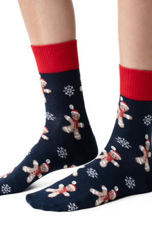 Steven 136/144 navy blue women's Christmas socks