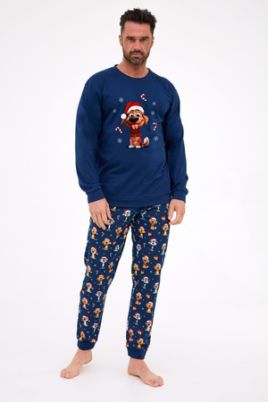 Dog Cornette Men's Christmas Pajamas Navy Blue 115/294