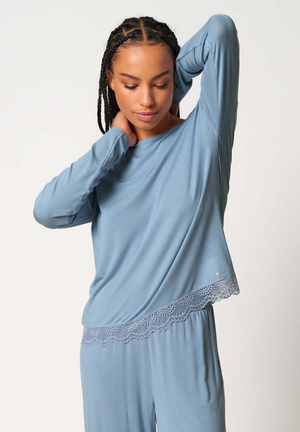 Skiny Damen Modal T-Shirt Blau 086963